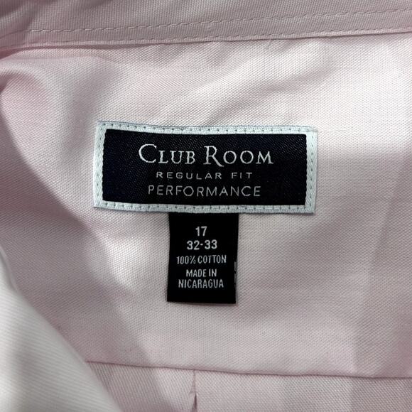 Club Room Mens Regular Fit Performance Shirt Size 17 (32/33) Stretch 100% Cotton - Picture 8 of 8